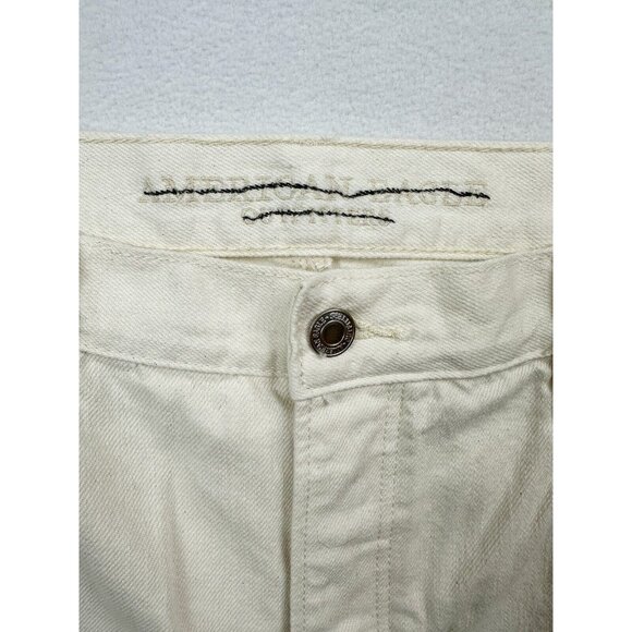 AMERICAN EAGLE Womens Jeans Size 18 Short Wide Leg Crop Cream Button Fly - Picture 3 of 11